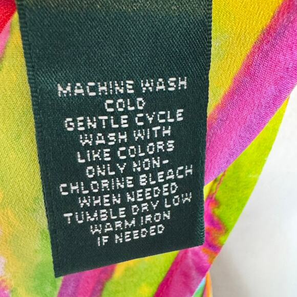 Lauren Ralph Lauren Petite Tropical Floral V-Neck Flounce Hem Dress 12P - Picture 8 of 9